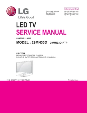 Lg 29mn33d pt service manual cover with photo's of Beko dryers, model code and contents