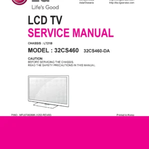 Lg 32cs460 da service manual cover with photo's of Beko dryers, model code and contents