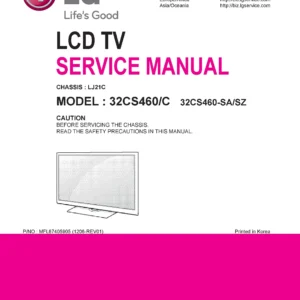 Lg 32cs460 sa service manual cover with photo's of Beko dryers, model code and contents