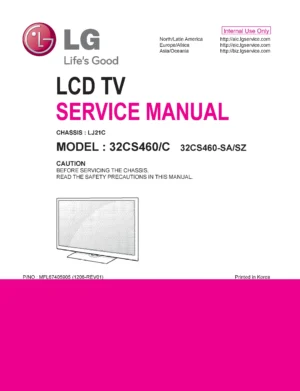 Lg 32cs460 sa service manual cover with photo's of Beko dryers, model code and contents
