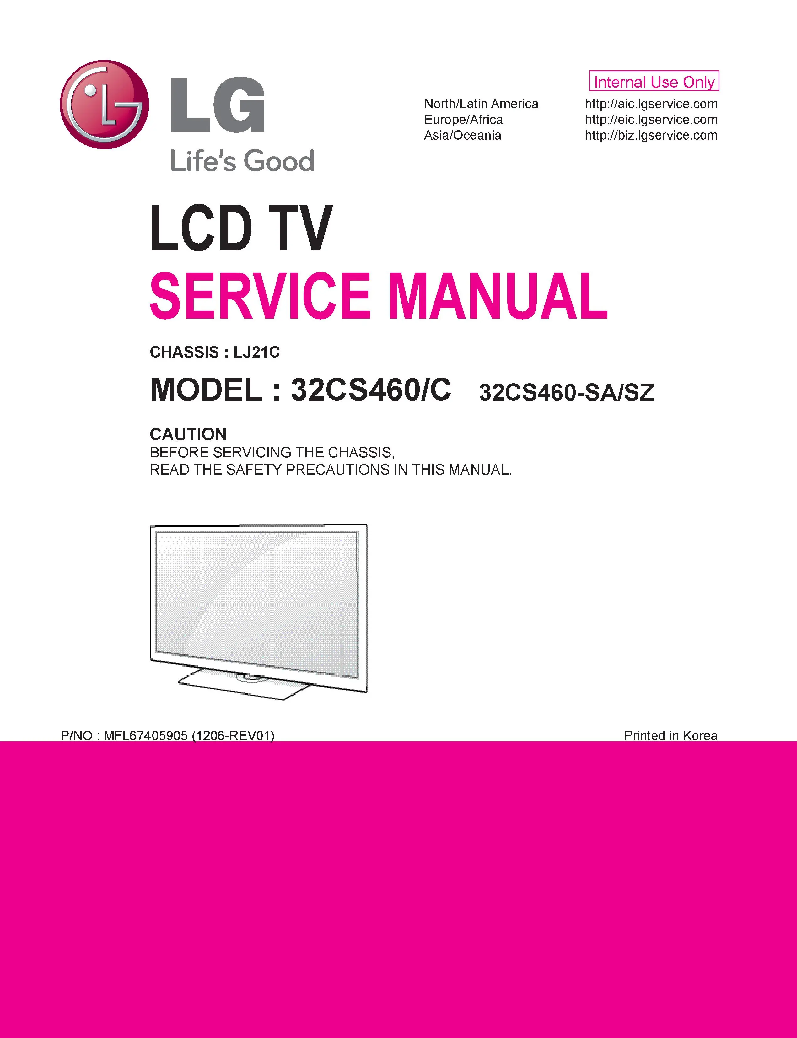 Lg 32cs460 sa service manual cover with photo's of Beko dryers, model code and contents