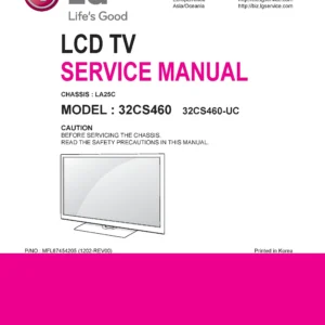 Lg 32cs460 uc service manual cover with photo's of Beko dryers, model code and contents