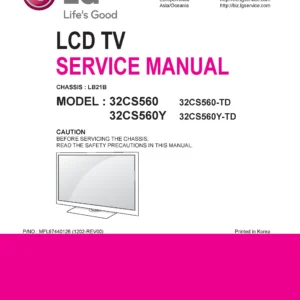 Lg 32cs560 td service manual cover with photo's of Beko dryers, model code and contents