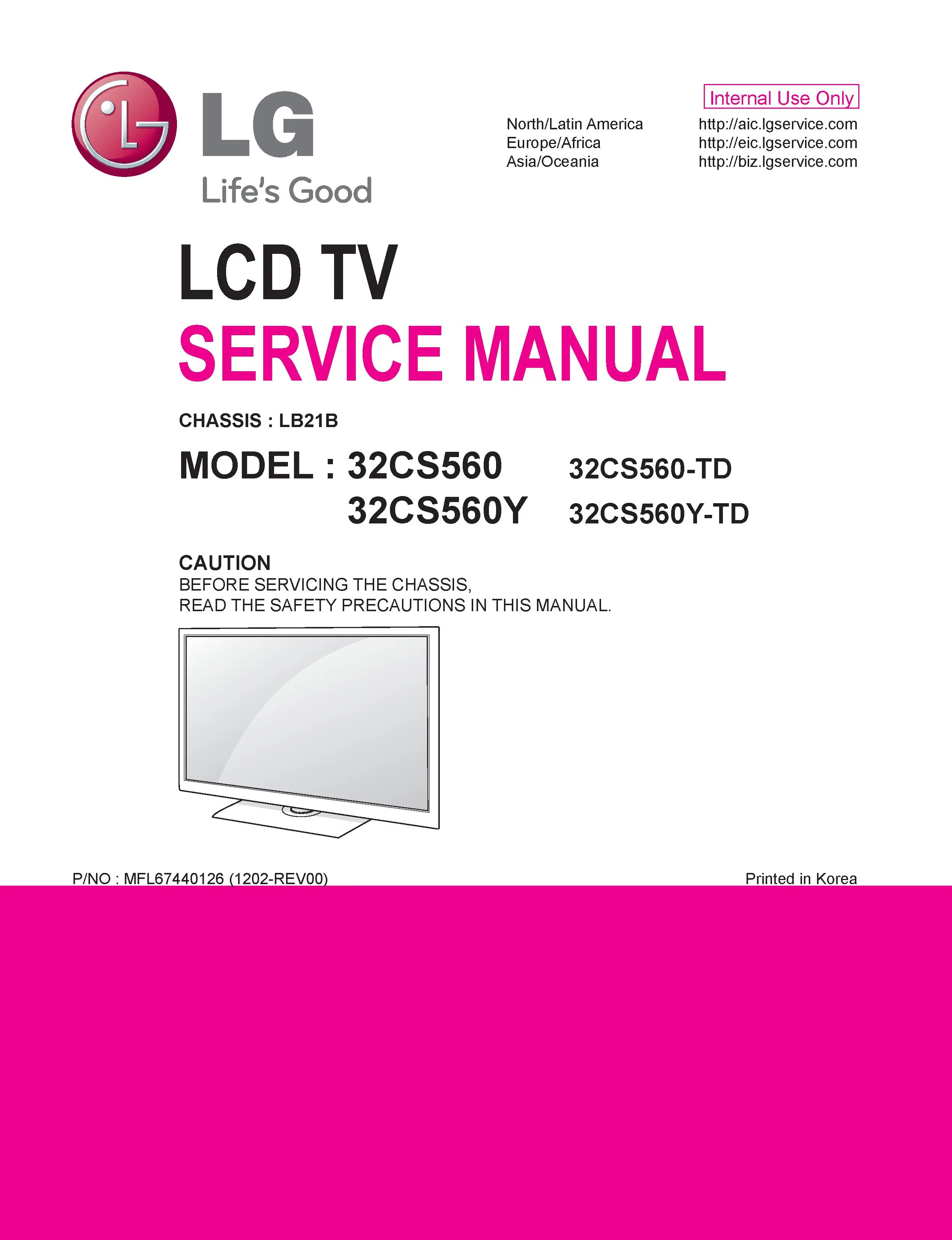 Lg 32cs560 td service manual cover with photo's of Beko dryers, model code and contents