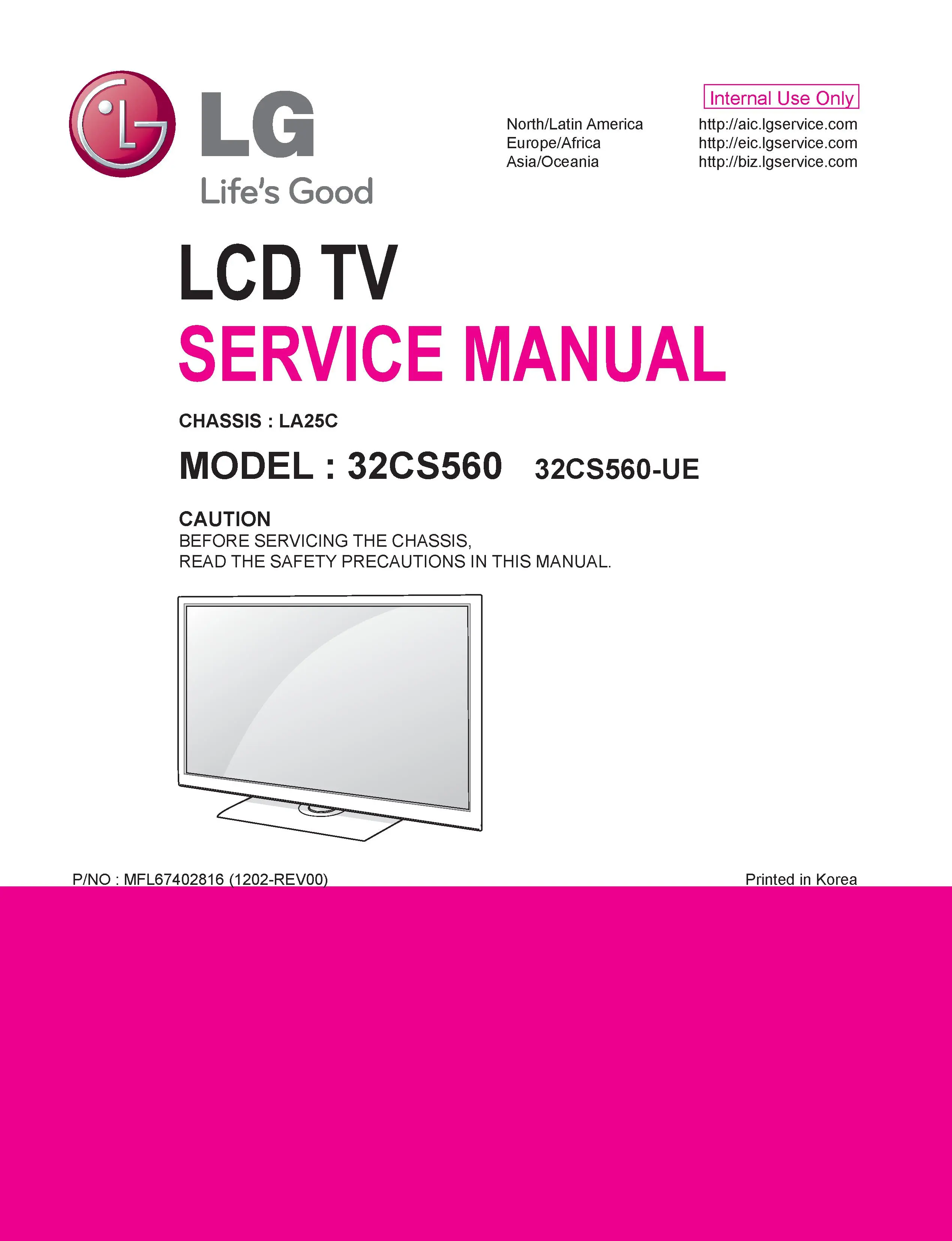 Lg 32cs560 ue service manual cover with photo's of Beko dryers, model code and contents