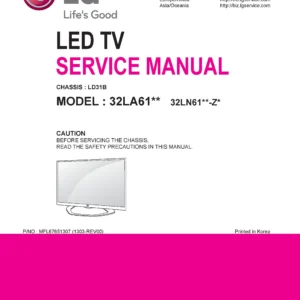 Lg 32la6130 zb service manual cover with photo's of Beko dryers, model code and contents
