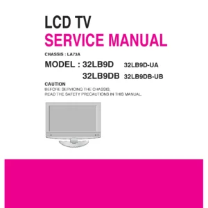 Lg 32lb9d 32lb9db service manual cover with photo's of Beko dryers, model code and contents