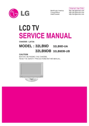 Lg 32lb9d 32lb9db service manual cover with photo's of Beko dryers, model code and contents