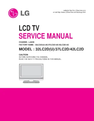 Lg 32lc2d 37lc2d 42lc2d service manual cover with photo's of Beko dryers, model code and contents