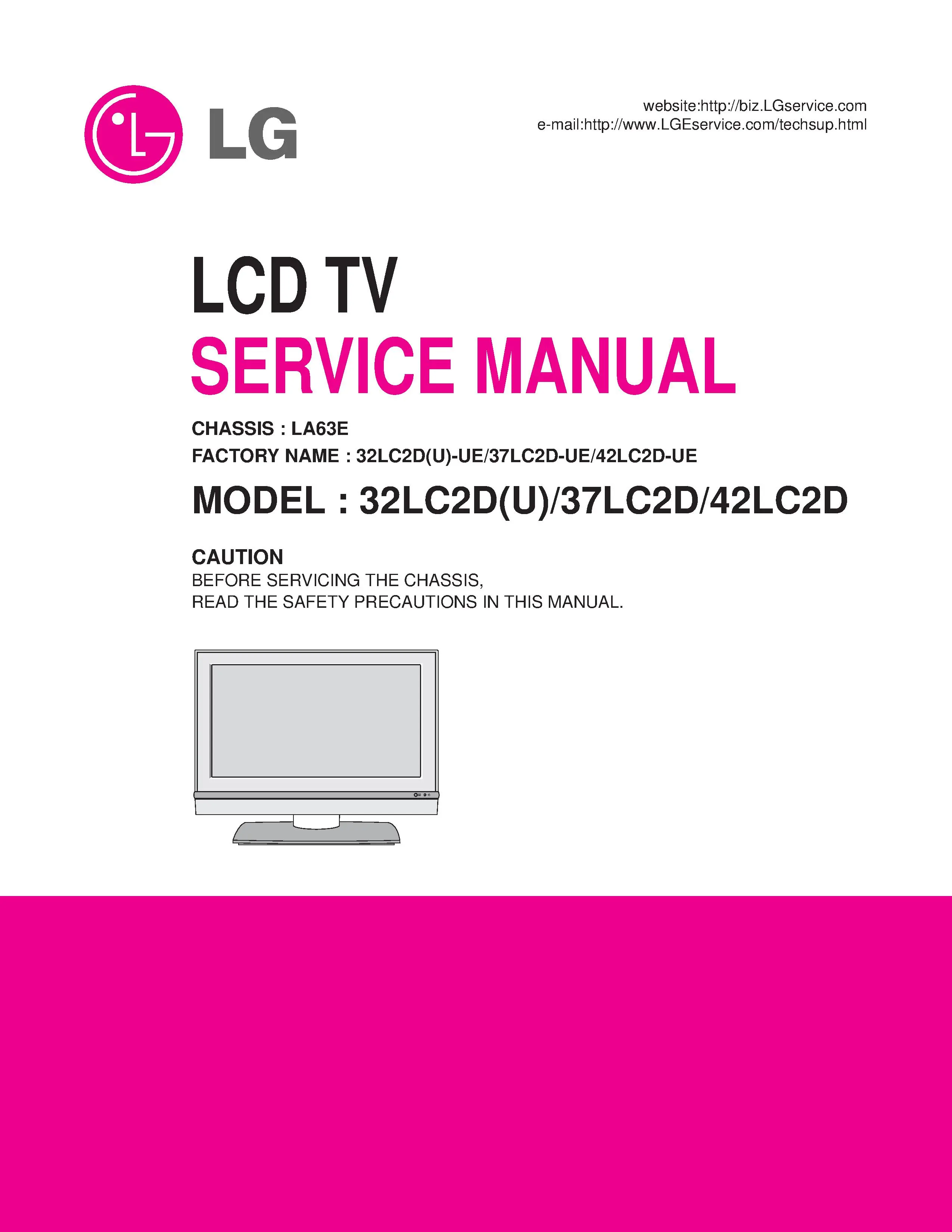Lg 32lc2d 37lc2d 42lc2d service manual cover with photo's of Beko dryers, model code and contents