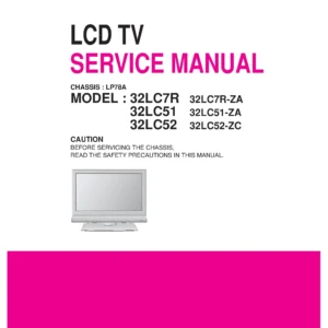 Lg 32lc51 service manual cover with photo's of Beko dryers, model code and contents