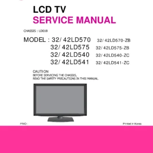 Lg 32ld570 42ld570 32ld570 42ld575 zb service manual cover with photo's of Beko dryers, model code and contents