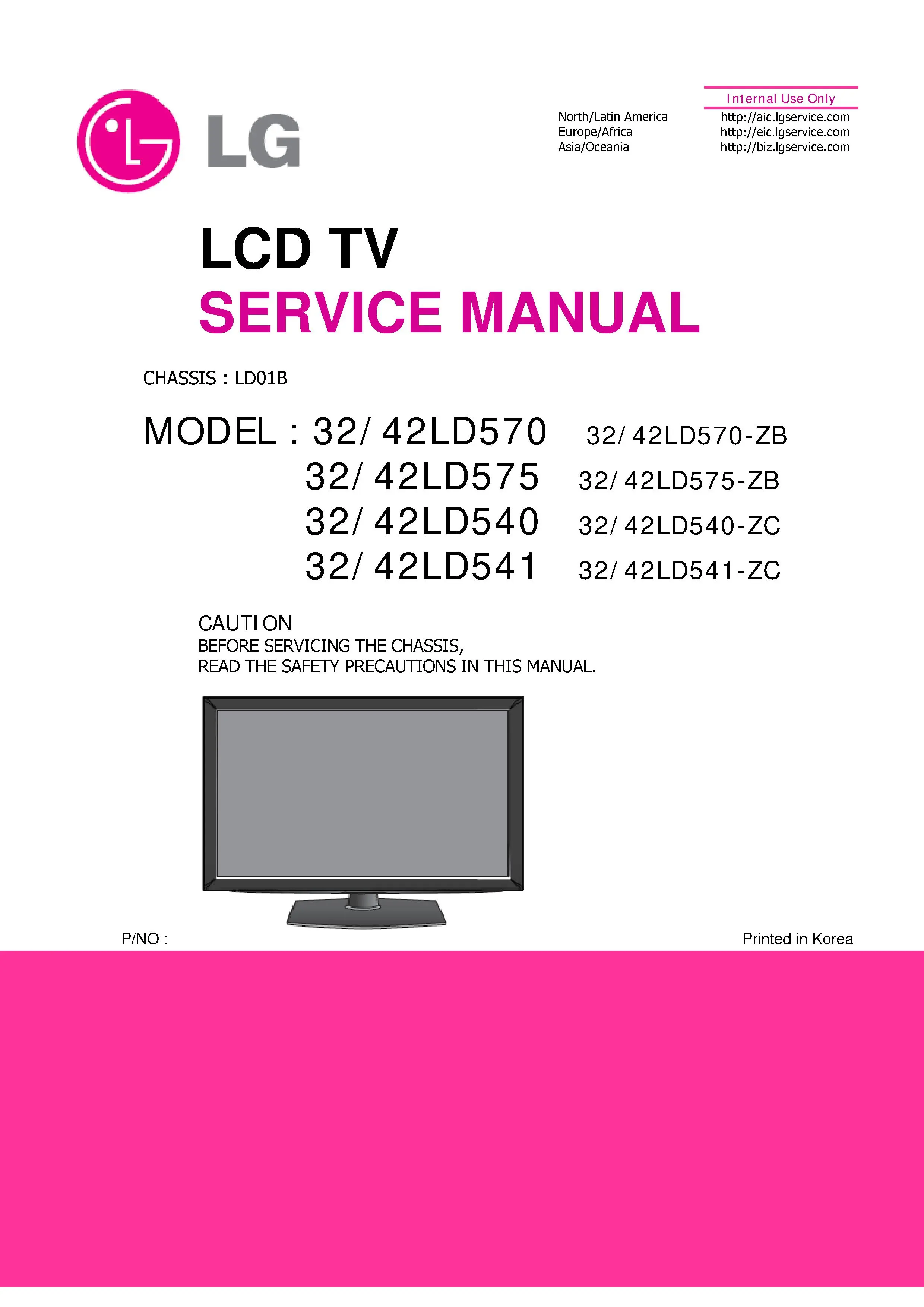 Lg 32ld570 42ld570 32ld570 42ld575 zb service manual cover with photo's of Beko dryers, model code and contents