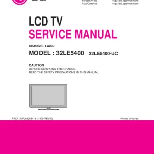 Lg 32le5400 service manual cover with photo's of Beko dryers, model code and contents