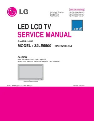Lg 32le5500 sa service manual cover with photo's of Beko dryers, model code and contents