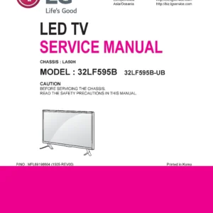 Lg 32lf595b service manual cover with photo's of Beko dryers, model code and contents