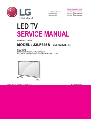 Lg 32lf595b service manual cover with photo's of Beko dryers, model code and contents
