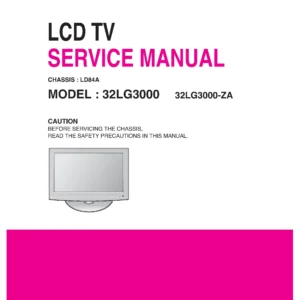 Lg 32lg3000 service manual cover with photo's of Beko dryers, model code and contents