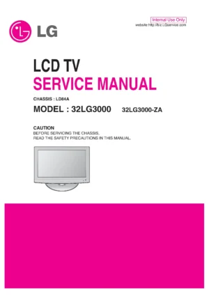 Lg 32lg3000 service manual cover with photo's of Beko dryers, model code and contents