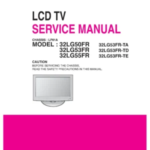 Lg 32lg50fr 32lg53fr 32lg55fr service manual cover with photo's of Beko dryers, model code and contents