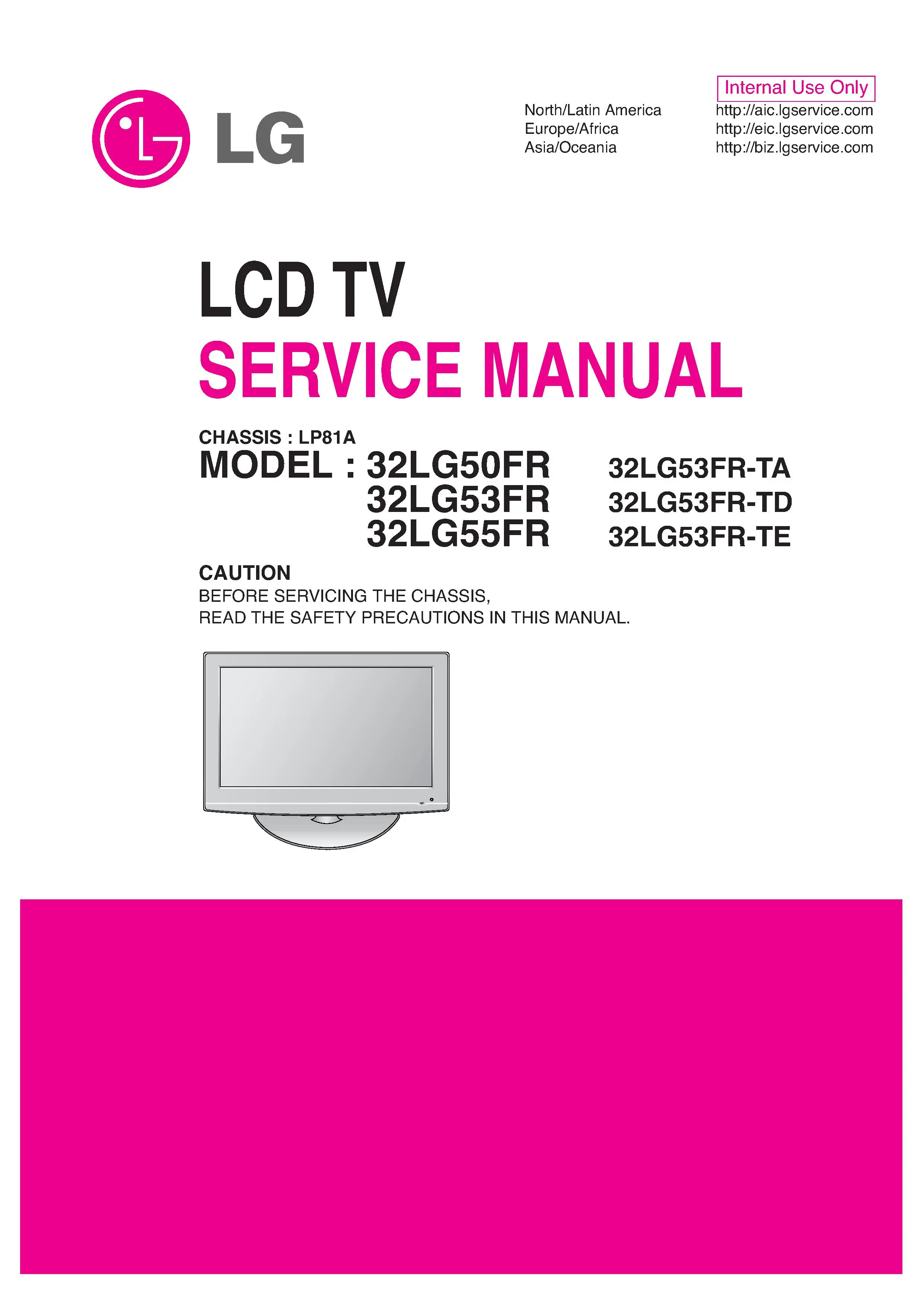 Lg 32lg50fr 32lg53fr 32lg55fr service manual cover with photo's of Beko dryers, model code and contents