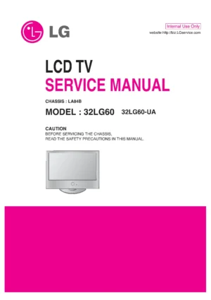 Lg 32lg60 service manual cover with photo's of Beko dryers, model code and contents