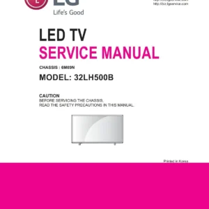 Lg 32lh500b service manual cover with photo's of Beko dryers, model code and contents