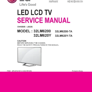 Lg 32lm6200 ta service manual cover with photo's of Beko dryers, model code and contents