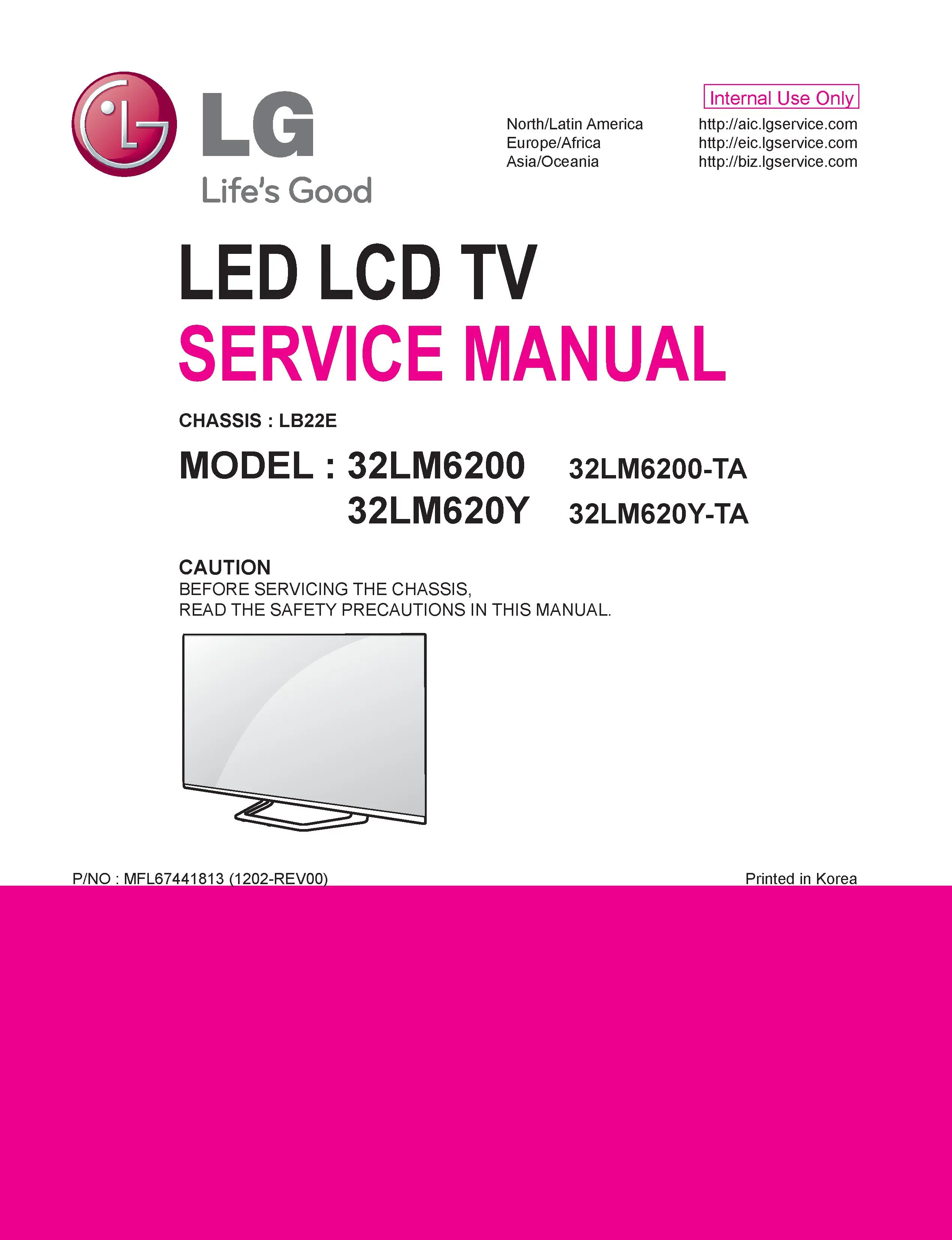 Lg 32lm6200 ta service manual cover with photo's of Beko dryers, model code and contents