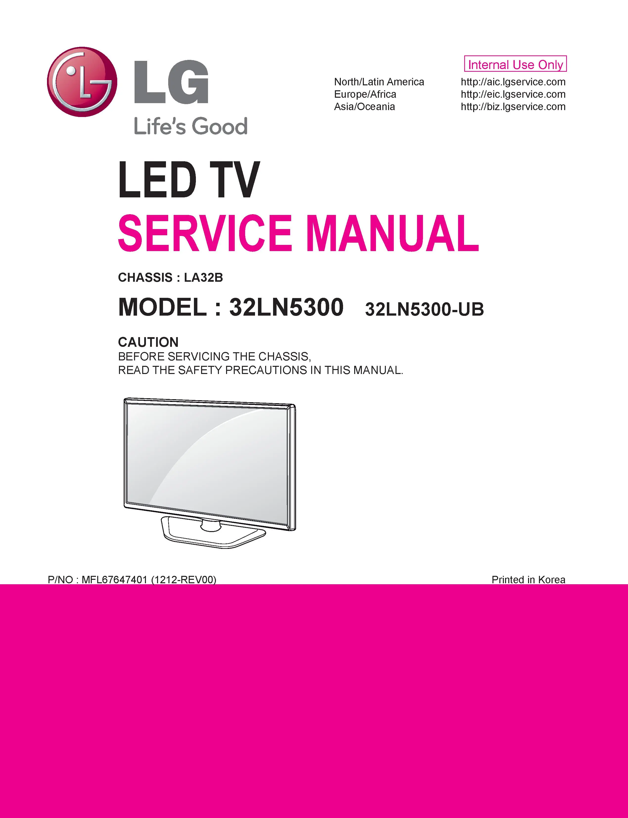 Lg 32ln5300 ub service manual cover with photo's of Beko dryers, model code and contents