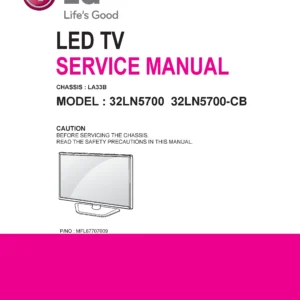 Lg 32ln5700 cb service manual cover with photo's of Beko dryers, model code and contents