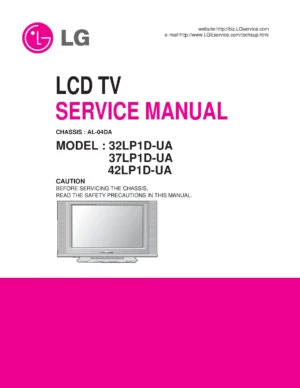 Lg 32lp1d 37lp1d 42lp1d service manual cover with photo's of Beko dryers, model code and contents
