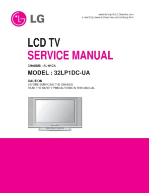 Lg 32lp1dc ua service manual cover with photo's of Beko dryers, model code and contents