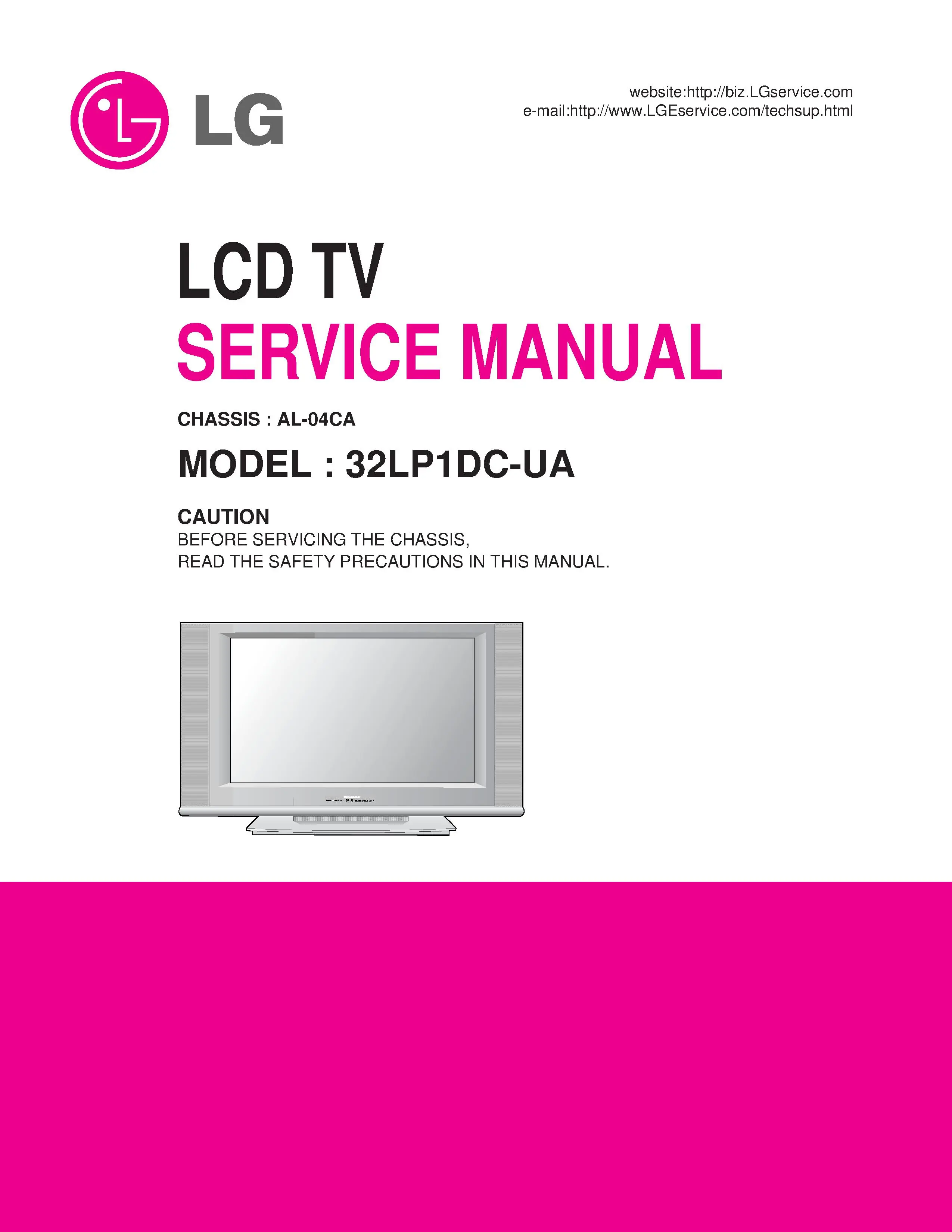 Lg 32lp1dc ua service manual cover with photo's of Beko dryers, model code and contents