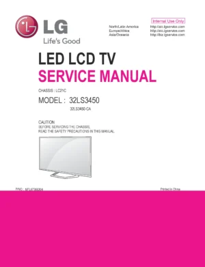 Lg 32ls3450 ca service manual cover with photo's of Beko dryers, model code and contents