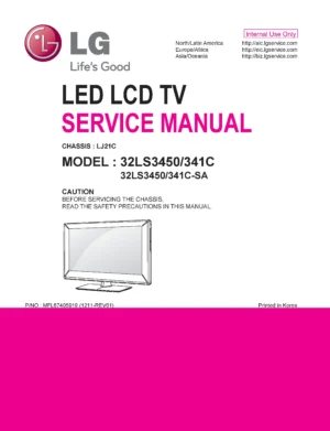 Lg 32ls3450 sa service manual cover with photo's of Beko dryers, model code and contents
