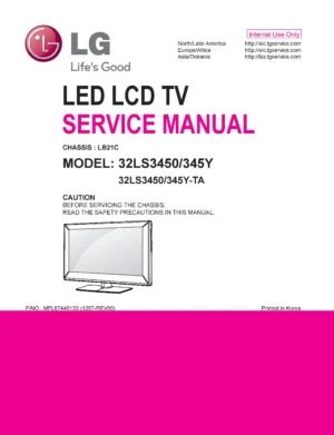 Lg 32ls3450 ta service manual cover with photo's of Beko dryers, model code and contents