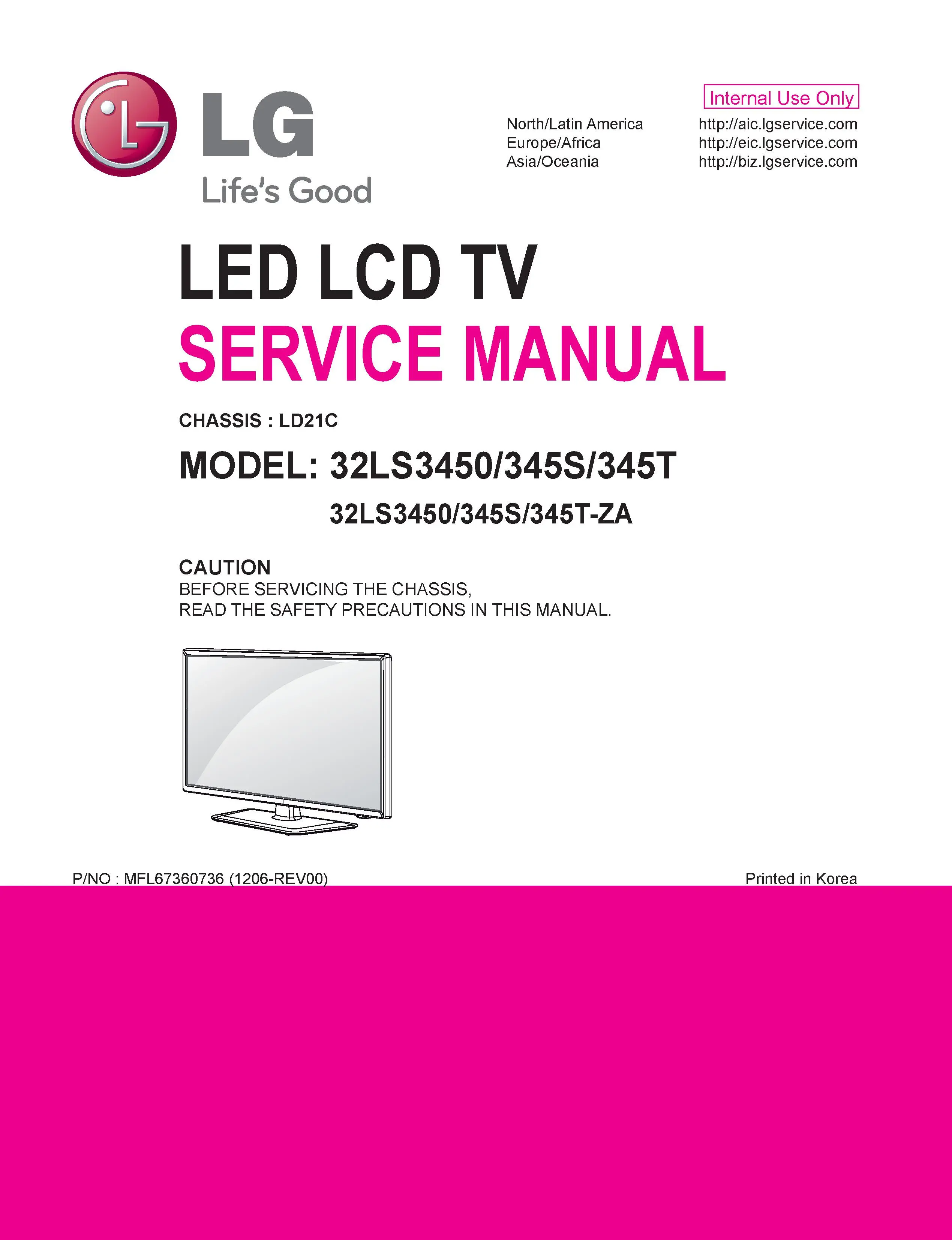 Lg 32ls3450 za service manual cover with photo's of Beko dryers, model code and contents