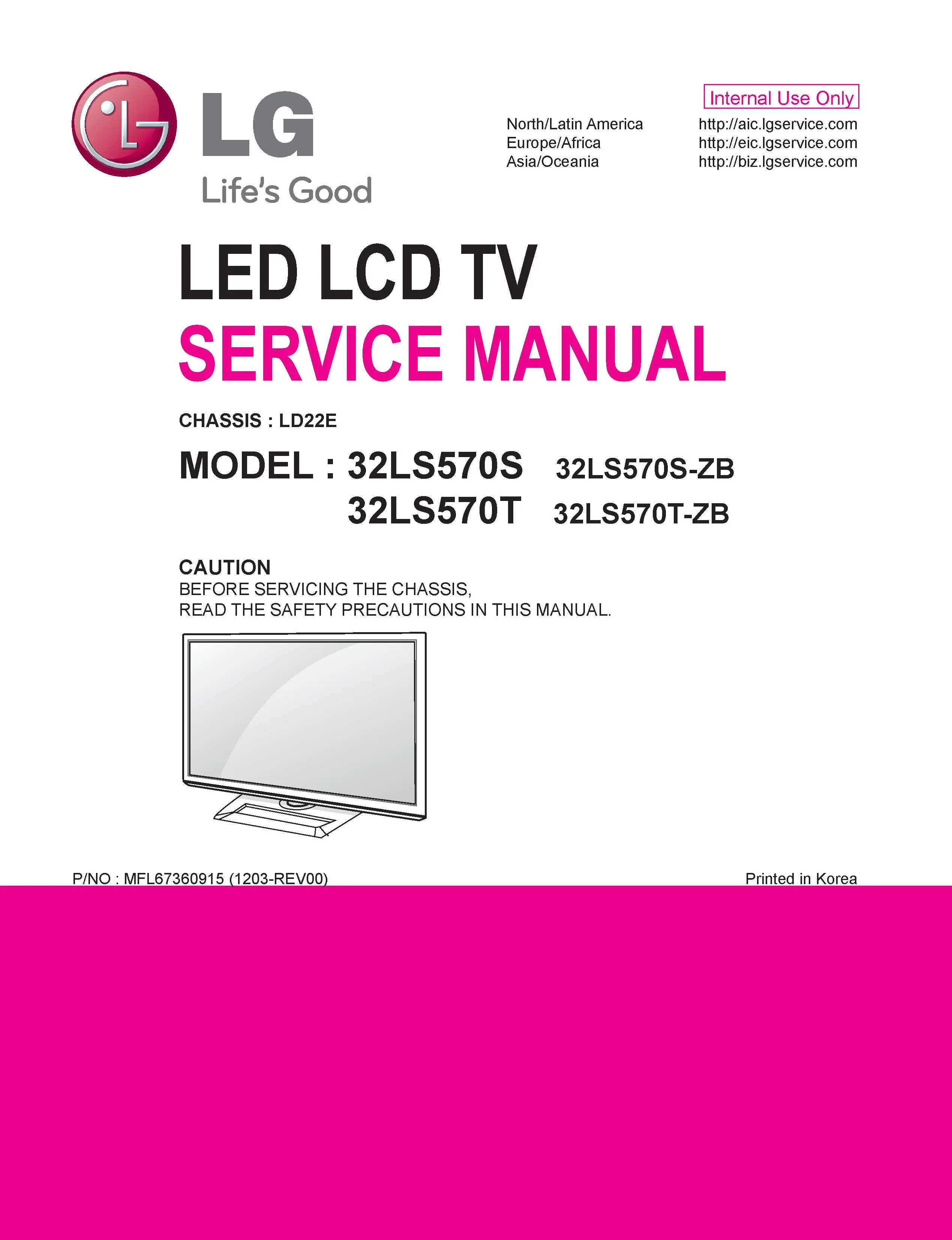 Lg 32ls570t service manual cover with photo's of Beko dryers, model code and contents