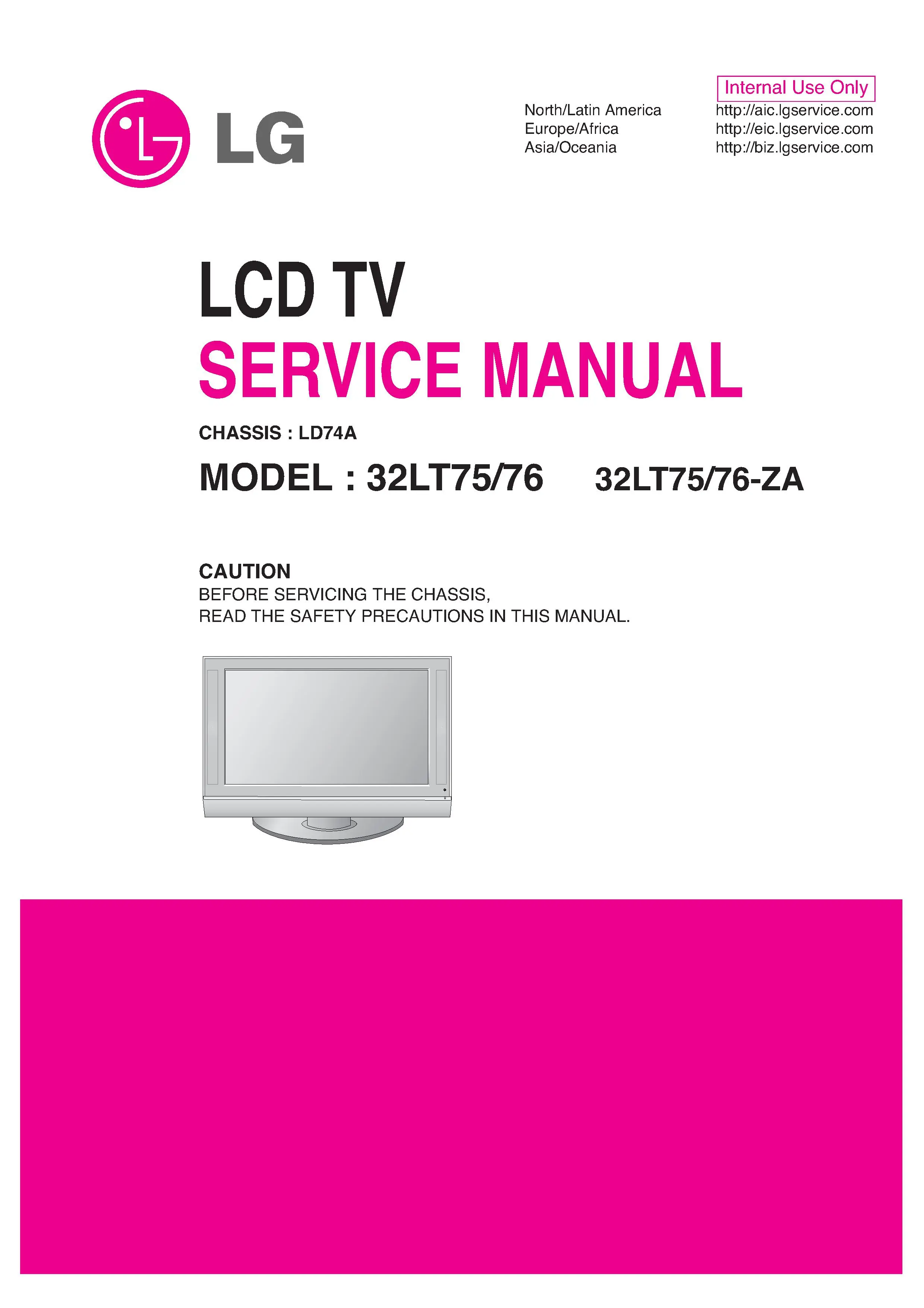 Lg 32lt75 32lt76 service manual cover with photo's of Beko dryers, model code and contents