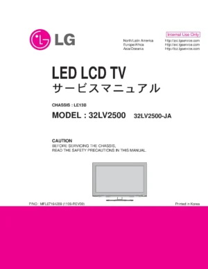 Lg 32lv2500 ja service manual cover with photo's of Beko dryers, model code and contents