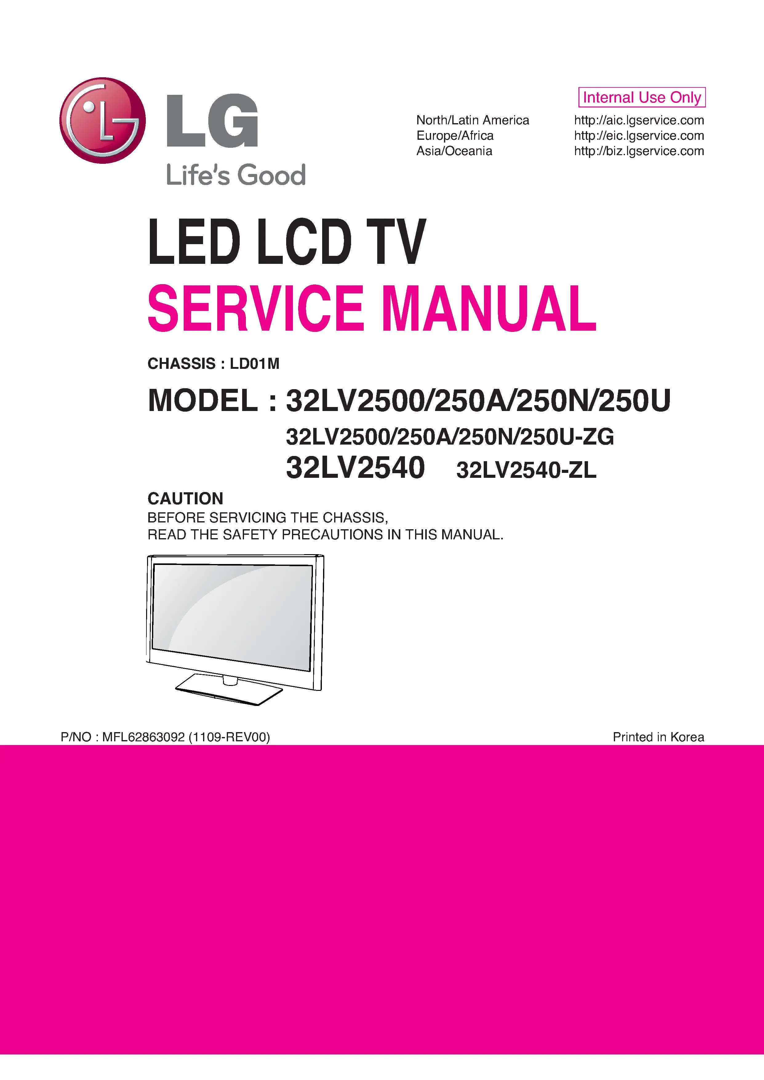 Lg 32lv2500 zg service manual cover with photo's of Beko dryers, model code and contents