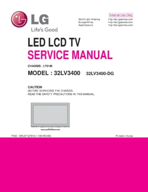Lg 32lv3400 dg service manual cover with photo's of Beko dryers, model code and contents