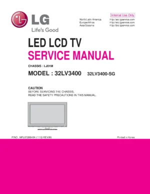 Lg 32lv3400 sg service manual cover with photo's of Beko dryers, model code and contents