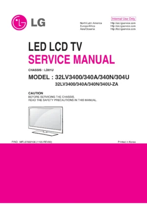 Lg 32lv3400 za service manual cover with photo's of Beko dryers, model code and contents