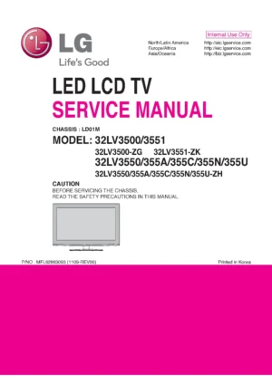 Lg 32lv355u zh service manual cover with photo's of Beko dryers, model code and contents