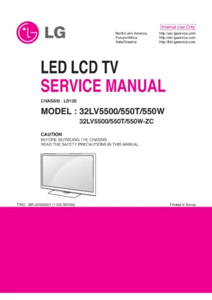 Lg 32lv550t service manual cover with photo's of Beko dryers, model code and contents