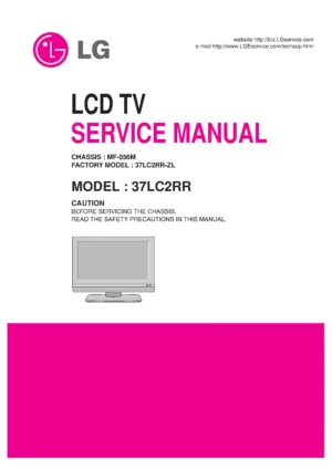 Lg 37lc2rr service manual cover with photo's of Beko dryers, model code and contents