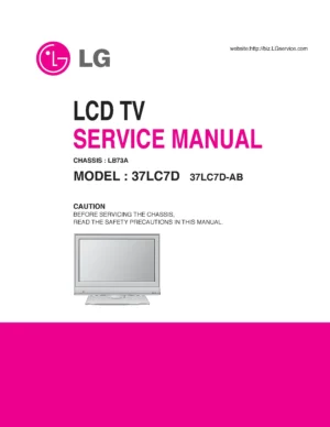 Lg 37lc7d ab service manual cover with photo's of Beko dryers, model code and contents