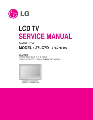 Lg 37lc7d da service manual cover with photo's of Beko dryers, model code and contents
